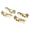 Oro Laminado Earcuff, Gold Filled Style Flower Design, with White Micro Pave, Polished, Golden Finish, 02.210.0702