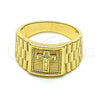 Oro Laminado Mens Ring, Gold Filled Style Crucifix Design, Polished, Golden Finish, 01.380.0018.12 (Size 12)