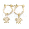 Oro Laminado Small Hoop, Gold Filled Style Turtle Design, Polished, Golden Finish, 02.58.0051.12