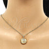 Oro Laminado Fancy Pendant, Gold Filled Style with White Micro Pave, Polished, Golden Finish, 05.193.0002