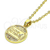 Oro Laminado Fancy Pendant, Gold Filled Style Heart and Love Design, with White Micro Pave, Polished, Golden Finish, 05.193.0005