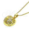 Oro Laminado Pendant Necklace, Gold Filled Style with White Micro Pave, Polished, Golden Finish, 04.193.0002.18 (01 MM Thickness, 18 Inches Length)