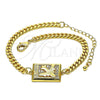 Oro Laminado Fancy Bracelet, Gold Filled Style Airplane Design, with White Micro Pave, Polished, Golden Finish, 03.193.0002.08 (04 MM Thickness, 8 Inches Length)