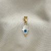 Oro Laminado Fancy Pendant, Gold Filled Style Hand Design, with Ivory Mother of Pearl, Red Polished, Golden Finish, 05.32.0089