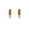 Oro Laminado Huggie Hoop, Gold Filled Style with Garnet Micro Pave, Polished, Golden Finish, 02.195.0111.2.10