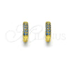 Oro Laminado Huggie Hoop, Gold Filled Style with Aqua Blue Micro Pave, Polished, Golden Finish, 02.195.0111.8.10