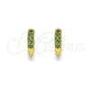 Oro Laminado Huggie Hoop, Gold Filled Style with Green Micro Pave, Polished, Golden Finish, 02.195.0110.6.10
