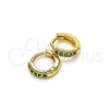 Oro Laminado Huggie Hoop, Gold Filled Style with Green Micro Pave, Polished, Golden Finish, 02.195.0110.6.10