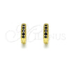 Oro Laminado Huggie Hoop, Gold Filled Style with Black Micro Pave, Polished, Golden Finish, 02.195.0110.7.10