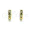 Oro Laminado Huggie Hoop, Gold Filled Style with Green Micro Pave, Polished, Golden Finish, 02.195.0106.2.10