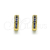 Oro Laminado Huggie Hoop, Gold Filled Style with Sapphire Blue Micro Pave, Polished, Golden Finish, 02.195.0106.3.10