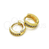 Oro Laminado Huggie Hoop, Gold Filled Style with Dark Amethyst Micro Pave, Polished, Golden Finish, 02.195.0106.5.10
