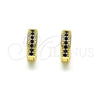 Oro Laminado Huggie Hoop, Gold Filled Style with Black Micro Pave, Polished, Golden Finish, 02.195.0106.7.10