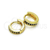 Oro Laminado Huggie Hoop, Gold Filled Style with Black Micro Pave, Polished, Golden Finish, 02.195.0106.7.10