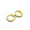 Oro Laminado Huggie Hoop, Gold Filled Style with Green Micro Pave, Polished, Golden Finish, 02.195.0105.3.10