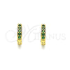 Oro Laminado Huggie Hoop, Gold Filled Style with Green Micro Pave, Polished, Golden Finish, 02.195.0105.3.10