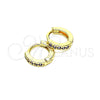 Oro Laminado Huggie Hoop, Gold Filled Style with Dark Amethyst Micro Pave, Polished, Golden Finish, 02.195.0105.4.10