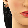 Oro Laminado Stud Earring, Gold Filled Style with Garnet Cubic Zirconia, Polished, Golden Finish, 02.387.0091.1