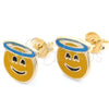 Oro Laminado Stud Earring, Gold Filled Style Yellow Enamel Finish, Golden Finish, 02.02.0487