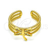 Oro Laminado Multi Stone Ring, Gold Filled Style Dragon-Fly Design, with White Micro Pave, Polished, Golden Finish, 01.310.0021 (One size fits all)