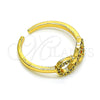 Oro Laminado Multi Stone Ring, Gold Filled Style Infinite and Heart Design, with White Micro Pave, Polished, Golden Finish, 01.310.0031 (One size fits all)