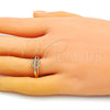 Oro Laminado Multi Stone Ring, Gold Filled Style Heart Design, with White Micro Pave, Polished, Golden Finish, 01.310.0033 (One size fits all)