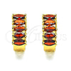 Oro Laminado Huggie Hoop, Gold Filled Style with Garnet Cubic Zirconia, Polished, Golden Finish, 02.210.0028.6.15