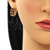 Oro Laminado Huggie Hoop, Gold Filled Style with Garnet Cubic Zirconia, Polished, Golden Finish, 02.210.0026.10.15