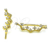 Oro Laminado Earcuff, Gold Filled Style with White Cubic Zirconia, Polished, Golden Finish, 02.210.0725