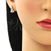 Oro Laminado Stud Earring, Gold Filled Style Baguette Design, with White Cubic Zirconia, Polished, Golden Finish, 02.387.0100
