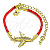 Oro Laminado Fancy Bracelet, Gold Filled Style Airplane Design, with White Micro Pave, Polished, Golden Finish, 03.193.0011.06 (02 MM Thickness, 6 Inches Length)