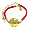 Oro Laminado Fancy Bracelet, Gold Filled Style with White Micro Pave, Polished, Golden Finish, 03.193.0012.06 (02 MM Thickness, 6 Inches Length)