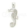 Sterling Silver Fancy Pendant, Seahorse Design, Polished, Raw, 05.398.0010