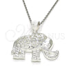 Sterling Silver Fancy Pendant, Elephant Design, Polished, Raw, 05.398.0013