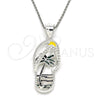 Sterling Silver Fancy Pendant, Shoes and Palm Tree Design, Multicolor Enamel Finish, Raw, 05.398.0024