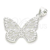 Sterling Silver Fancy Pendant, Butterfly Design, Polished, Raw, 05.398.0026