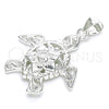 Sterling Silver Fancy Pendant, Turtle and Flower Design, Polished, Raw, 05.398.0032