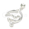 Sterling Silver Fancy Pendant, Dolphin Design, Polished, Raw, 05.398.0033