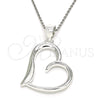Sterling Silver Fancy Pendant, Heart Design, Polished, Raw, 05.398.0036