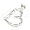 Sterling Silver Fancy Pendant, Heart Design, Polished, Raw, 05.398.0036