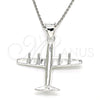 Sterling Silver Fancy Pendant, Airplane Design, Polished, Raw, 05.398.0046