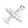 Sterling Silver Fancy Pendant, Airplane Design, Polished, Raw, 05.398.0046