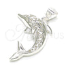 Sterling Silver Fancy Pendant, Dolphin Design, Polished, Raw, 05.398.0053