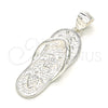 Sterling Silver Fancy Pendant, Shoes and Turtle Design, Polished, Raw, 05.398.0057