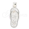 Sterling Silver Fancy Pendant, Shoes and Turtle Design, Polished, Raw, 05.398.0057