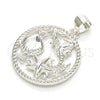 Sterling Silver Fancy Pendant, Seahorse and Shell Design, Polished, Raw, 05.398.0060