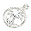 Sterling Silver Fancy Pendant, Palm Tree Design, Polished, Raw, 05.398.0062