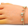 Oro Laminado Charm Bracelet, Gold Filled Style Heart and Paperclip Design, with White Crystal, Polished, Golden Finish, 03.63.2233.07 (04 MM Thickness, 7 Inches Length)