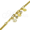 Oro Laminado Charm Bracelet, Gold Filled Style Tree and Paperclip Design, with White Crystal, Polished, Golden Finish, 03.63.2245.07 (04 MM Thickness, 7 Inches Length)