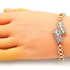 Oro Laminado Fancy Bracelet, Gold Filled Style with White Cubic Zirconia and White Micro Pave, Polished, Golden Finish, 03.283.0241.07 (06 MM Thickness, 7 Inches Length)